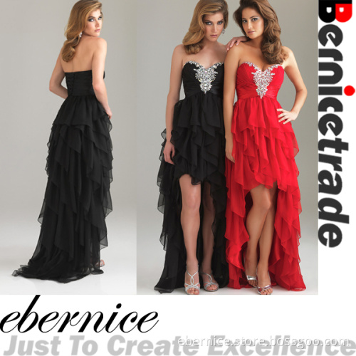 Red/Black Long Short Front Long Back Evening Dresses